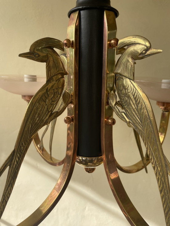 Image 1 of Lampe Hängeleuchte Art Deco 1930 Les Pheasants Französisch