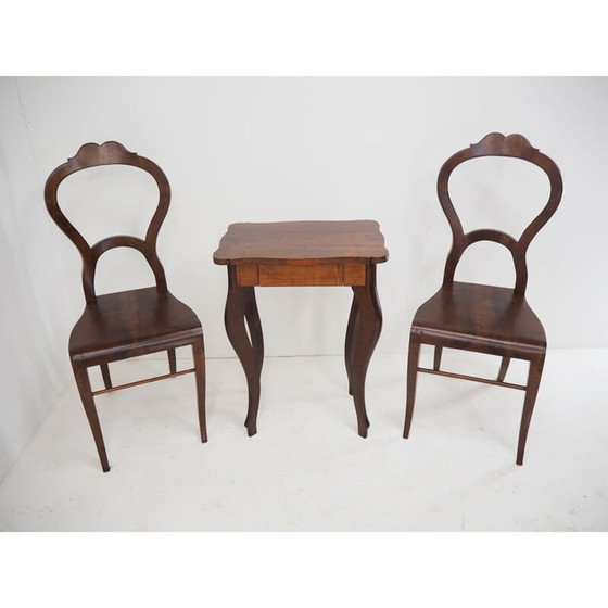 Image 1 of Vintage Beidermeier Essgarnitur aus Holz, 1850
