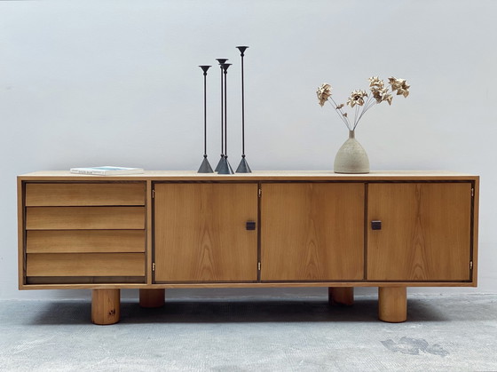 Image 1 of Sideboard Esche Holz Makassar Griffe 1970er Jahre 223cm