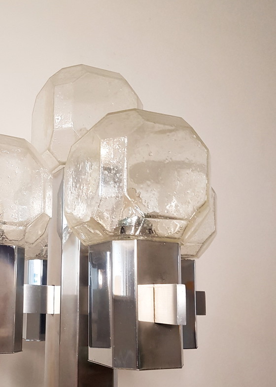 Image 1 of Brutalistische Stehleuchte von Cosack Leuchten aus Glas und Chrom