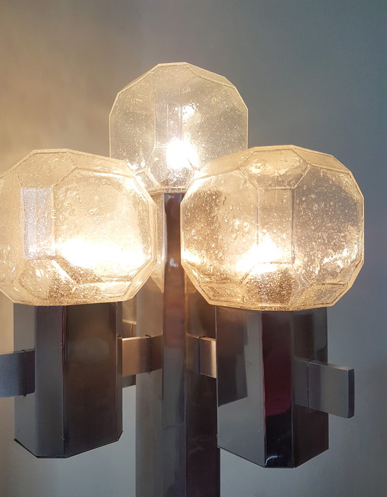 Image 1 of Brutalistische Stehleuchte von Cosack Leuchten aus Glas und Chrom