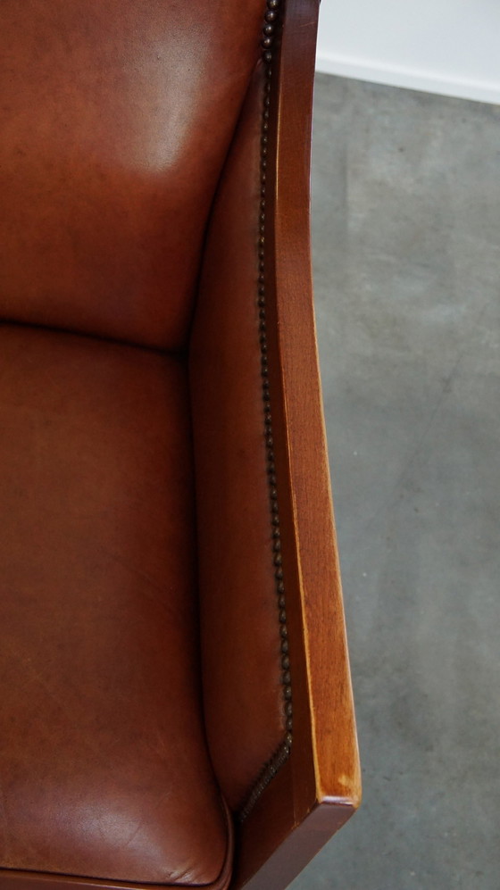 Image 1 of 4 X Cognacfarbenes Rindsleder Art Deco Design Sessel