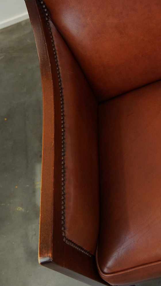 Image 1 of 4 X Cognacfarbenes Rindsleder Art Deco Design Sessel