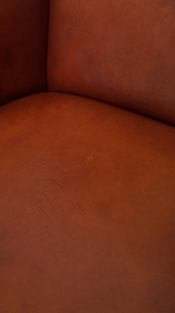 Image 1 of 4 X Cognacfarbenes Rindsleder Art Deco Design Sessel