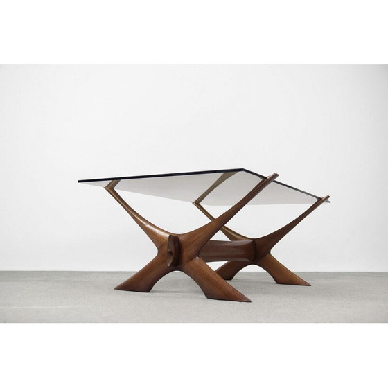 Image 1 of Alter Condor Couchtisch in Nussbaum von Fredrik Schriever-Abeln für Örebro Glass, Schweden 1960