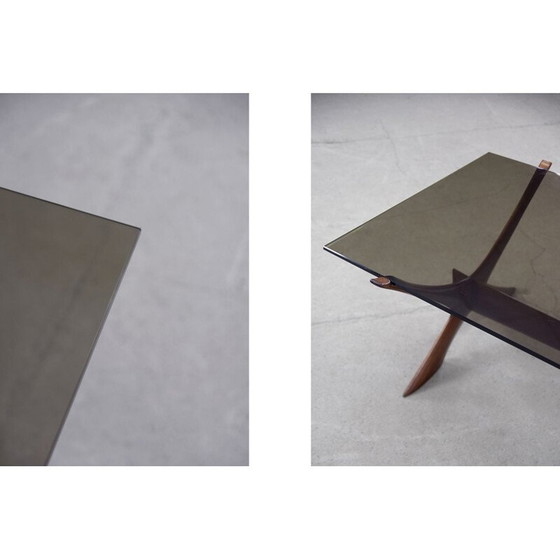 Image 1 of Alter Condor Couchtisch in Nussbaum von Fredrik Schriever-Abeln für Örebro Glass, Schweden 1960