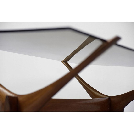 Image 1 of Alter Condor Couchtisch in Nussbaum von Fredrik Schriever-Abeln für Örebro Glass, Schweden 1960