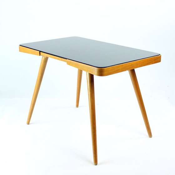 Image 1 of Vintage Couchtisch aus Eiche und schwarzem Glas von Cesky Nabytek, Tschechien 1960