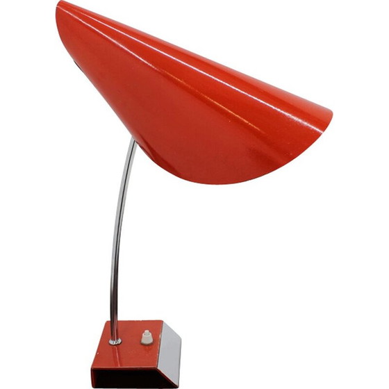 Image 1 of Rote Stahltischlampe von Josef Hurka für Napako, Tschechoslowakei 1950