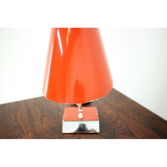 Image 1 of Rote Stahltischlampe von Josef Hurka für Napako, Tschechoslowakei 1950