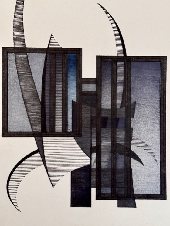 Image 1 of Eugene Eechaut 2 Wunderschöne Abstrakte Geometrische Zeichnungen / Galerie Pfeiffer Brüssel 1973