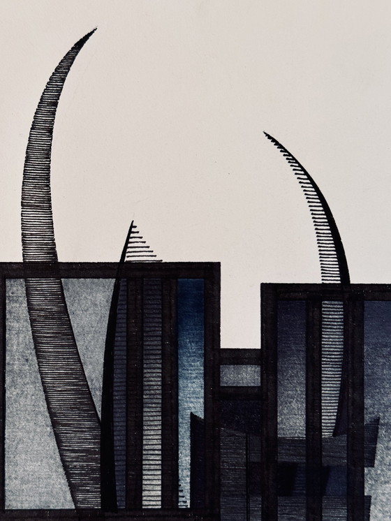 Image 1 of Eugene Eechaut 2 Wunderschöne Abstrakte Geometrische Zeichnungen / Galerie Pfeiffer Brüssel 1973