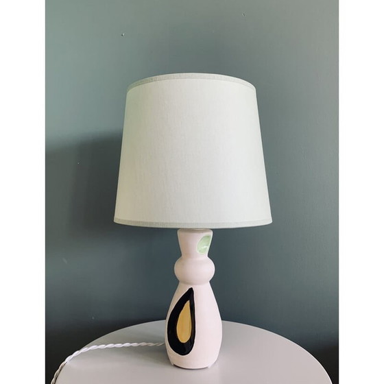 Image 1 of Vintage Nachttischlampe aus weißer Keramik, 1950