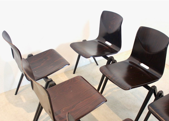 Image 1 of Lagerbestand des stapelbaren Pagholz Galvanitas S22 Industrial Diner Chair in Wenge