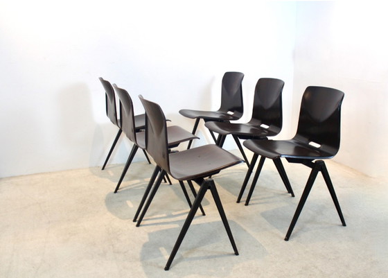 Image 1 of Lagerbestand des stapelbaren Pagholz Galvanitas S22 Industrial Diner Chair in Wenge