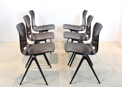 Lagerbestand des stapelbaren Pagholz Galvanitas S22 Industrial Diner Chair in Wenge