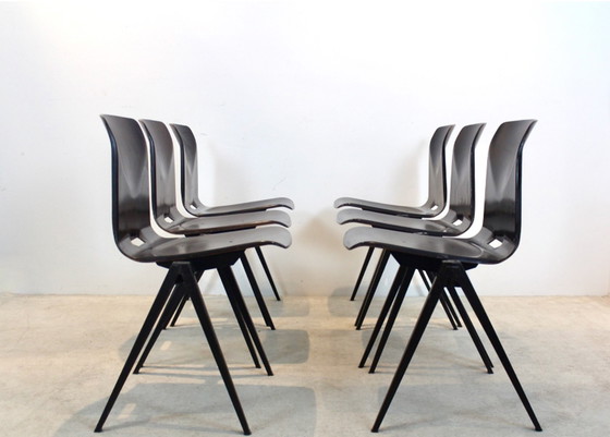 Image 1 of Lagerbestand des stapelbaren Pagholz Galvanitas S22 Industrial Diner Chair in Wenge