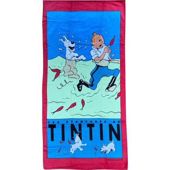 Image 1 of Vintage Strandtuch "Tim und Struppi im Wasser" von Hergé für Jalla, 1995
