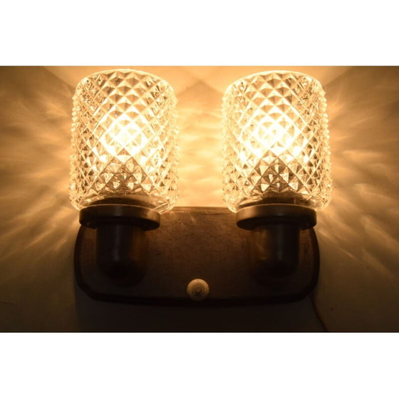 Image 1 of Vintage Wandlampe aus Glas und Metall, Tschechoslowakei 1960
