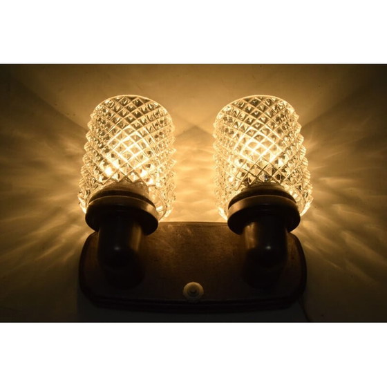 Image 1 of Vintage Wandlampe aus Glas und Metall, Tschechoslowakei 1960
