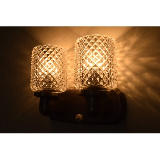 Image 1 of Vintage Wandlampe aus Glas und Metall, Tschechoslowakei 1960