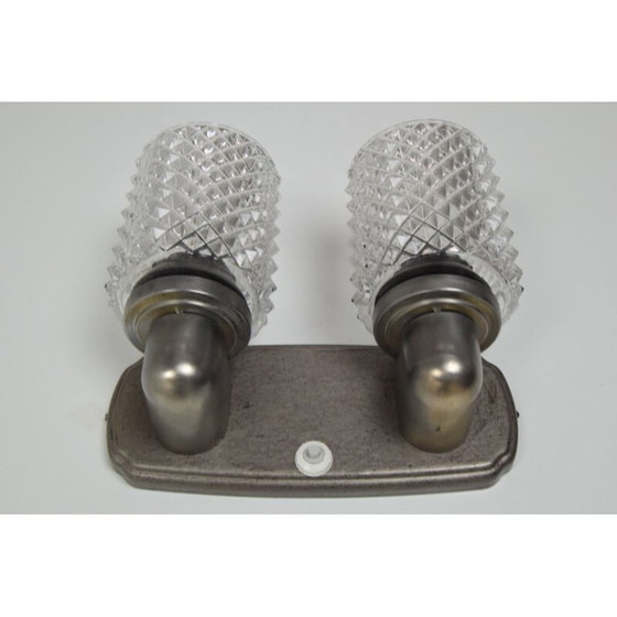 Image 1 of Vintage Wandlampe aus Glas und Metall, Tschechoslowakei 1960