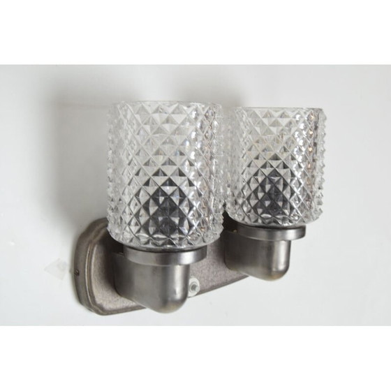 Image 1 of Vintage Wandlampe aus Glas und Metall, Tschechoslowakei 1960