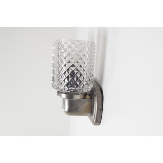 Image 1 of Vintage Wandlampe aus Glas und Metall, Tschechoslowakei 1960