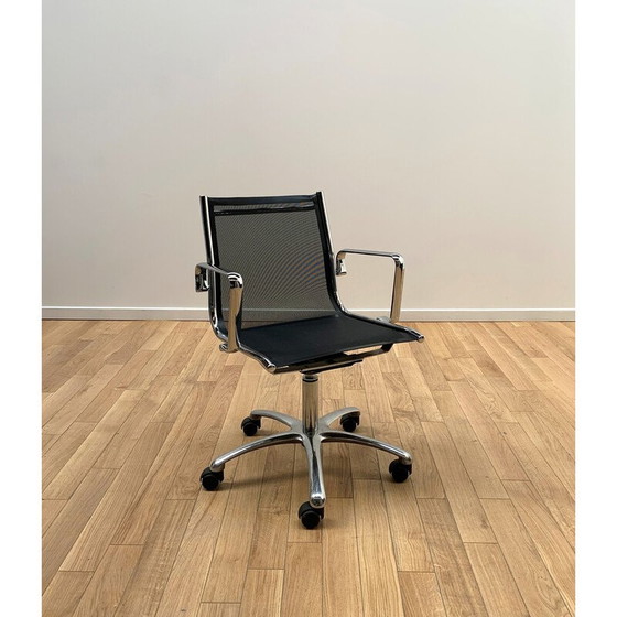 Image 1 of Vintage Bürostuhl aus schwarzem Netz und verchromtem Aluminium