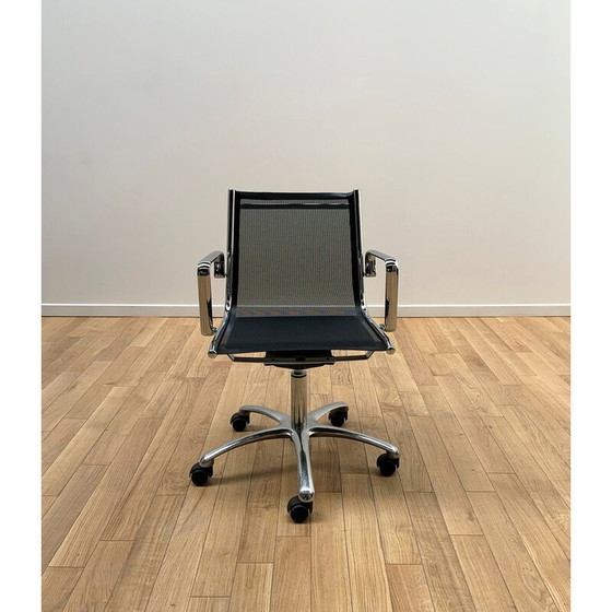 Image 1 of Vintage Bürostuhl aus schwarzem Netz und verchromtem Aluminium
