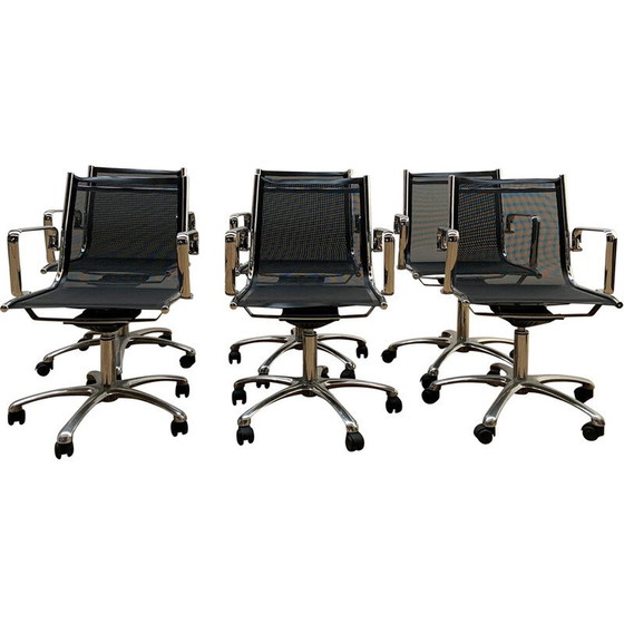 Image 1 of Vintage Bürostuhl aus schwarzem Netz und verchromtem Aluminium