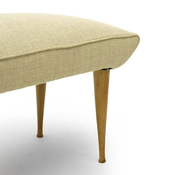 Image 1 of Vintage Hocker mit Holzbeinen, 1950er Jahre