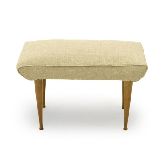 Image 1 of Vintage Hocker mit Holzbeinen, 1950er Jahre