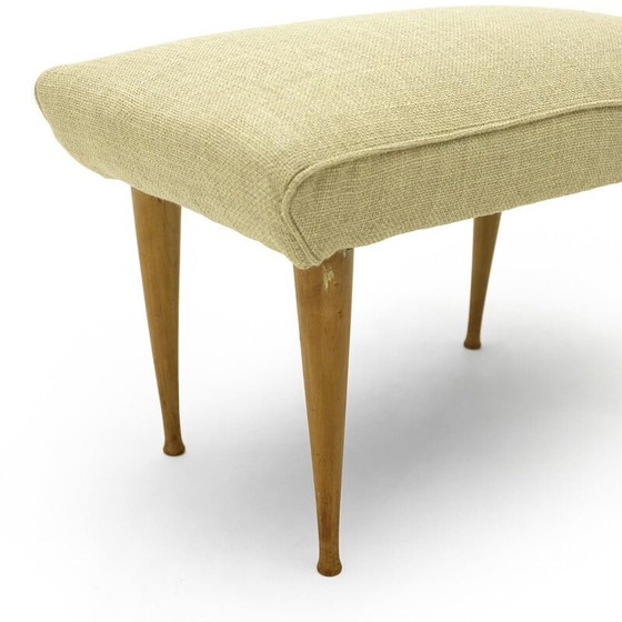 Image 1 of Vintage Hocker mit Holzbeinen, 1950er Jahre