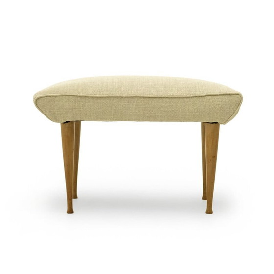 Image 1 of Vintage Hocker mit Holzbeinen, 1950er Jahre