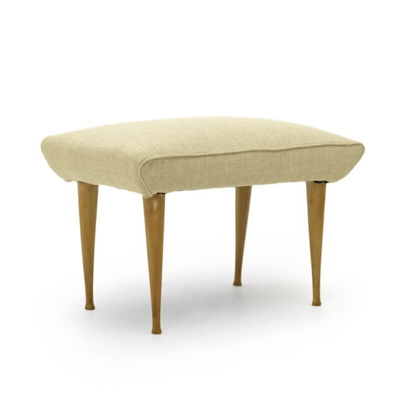 Image 1 of Vintage Hocker mit Holzbeinen, 1950er Jahre