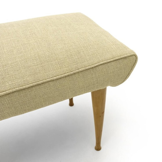 Image 1 of Vintage Hocker mit Holzbeinen, 1950er Jahre