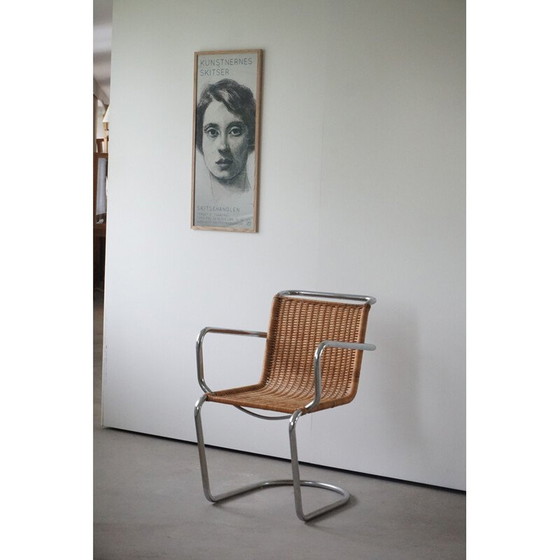 Image 1 of Mid Century Sessel aus Geflecht und Stahl, 1940er Jahre