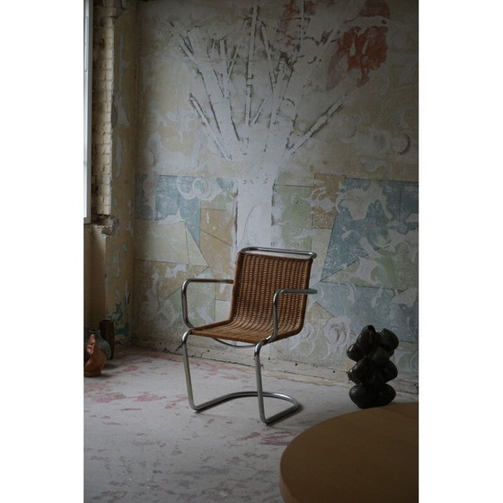 Image 1 of Mid Century Sessel aus Geflecht und Stahl, 1940er Jahre