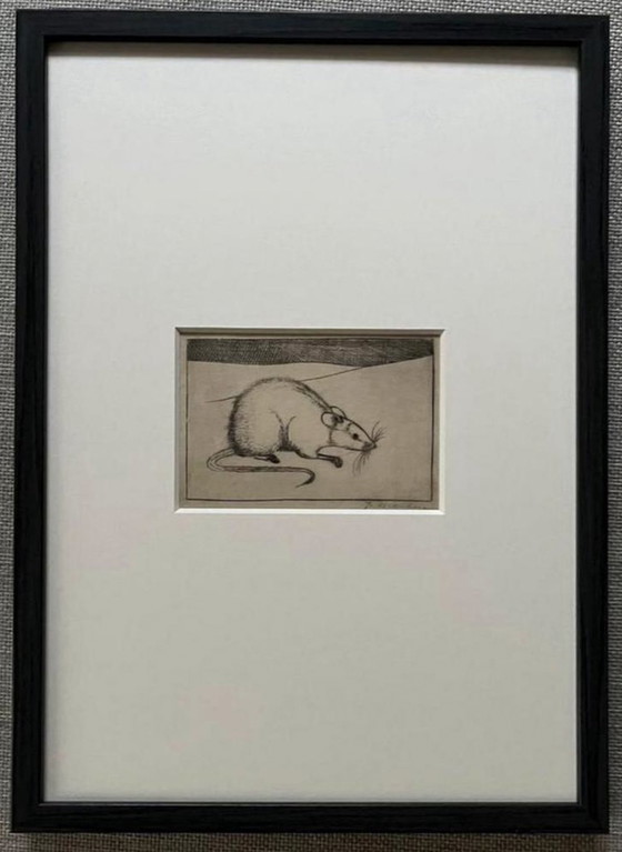 Image 1 of Jan Mankes 1889-1920 / Original Heliogravüre Maus 1923 (wunderschön gerahmt)