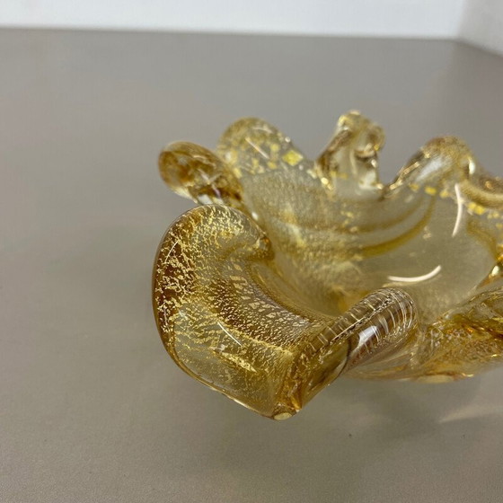 Image 1 of Aschenbecher mit Muschel aus Murano-Goldglas von Barovier und Toso, Italien 1970er Jahre