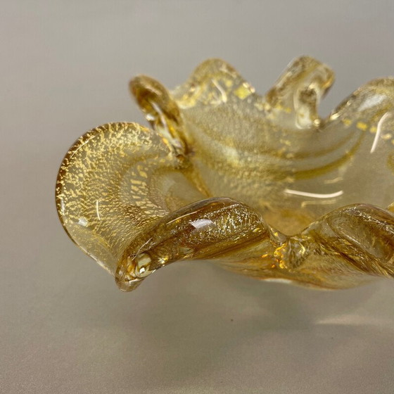 Image 1 of Aschenbecher mit Muschel aus Murano-Goldglas von Barovier und Toso, Italien 1970er Jahre