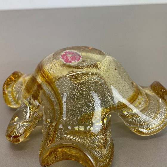 Image 1 of Aschenbecher mit Muschel aus Murano-Goldglas von Barovier und Toso, Italien 1970er Jahre