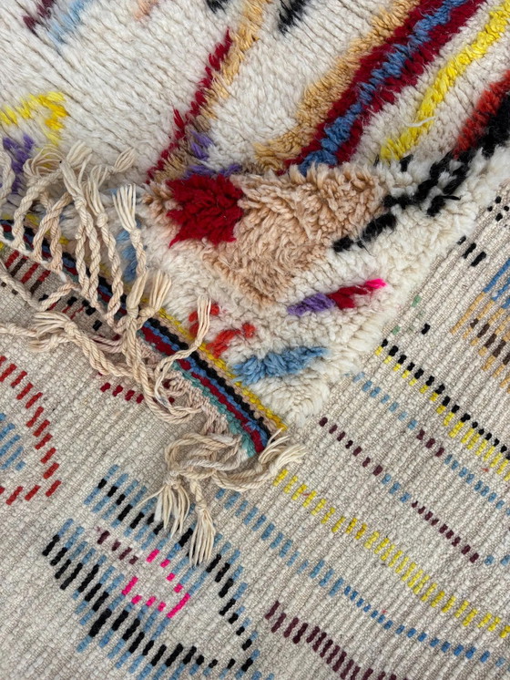 Image 1 of Lebendig Bunt Marokkanisch Beni Ourain Wollteppich 200x290 cm