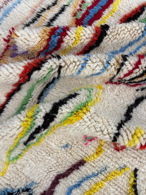 Image 1 of Lebendig Bunt Marokkanisch Beni Ourain Wollteppich 200x290 cm