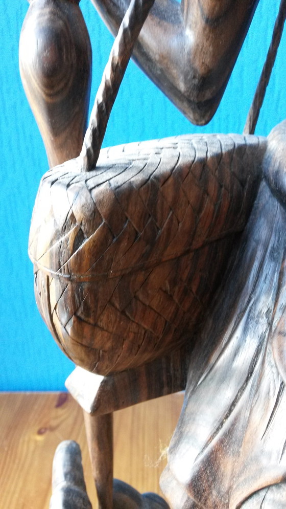 Image 1 of Holzstatue eines Fischers mit Enten, 84 cm hoch