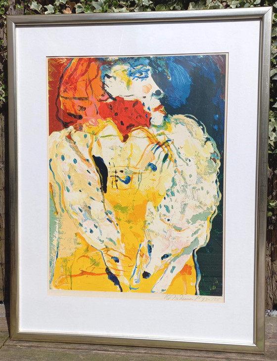 Image 1 of Kees van Bohemen - Frau mit Fuchs, Siebdruck (groß)