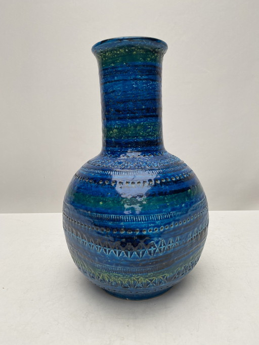 Vase Rimini Blau, Aldo Londi für Bitossi