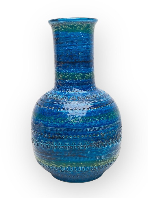 Vase Rimini Blau, Aldo Londi für Bitossi