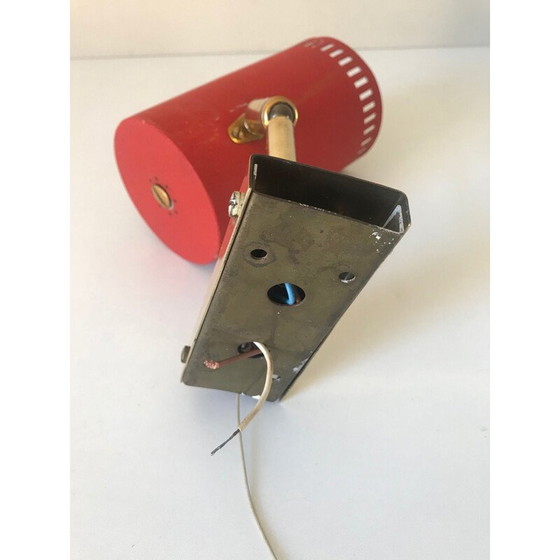 Image 1 of Vintage rote Wandleuchte "pipe" aus Aluminium und Messing